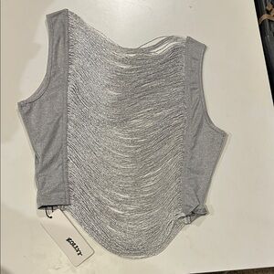 Grey frindge tank top